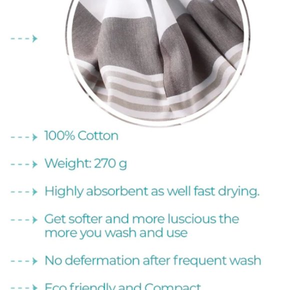 Sand Free Brown Beige 100% Turkish Cotton Beach Bath Towel Citizens of the Beach - Picture 3 of 6